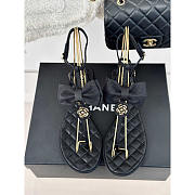 Chanel Leather Bow Sandals Black - 4