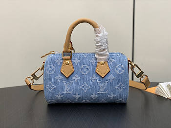 Louis Vuitton LV Nano Speedy Blue Denim 16 x 10 x 7.5 cm