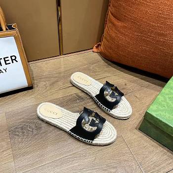 Gucci Interlocking G Cut-out Slides Black