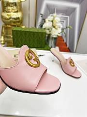 Gucci Blondie Heeled Slide Sandals Pink 7cm - 4