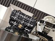 Chanel Mini Flap Bag Raffia Effect Tweed Gold Black 17x13x6cm - 1