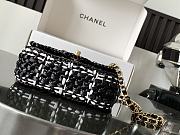 Chanel Mini Flap Bag Raffia Effect Tweed Gold Black 17x13x6cm - 6