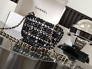 Chanel Mini Flap Bag Raffia Effect Tweed Gold Black 17x13x6cm - 4