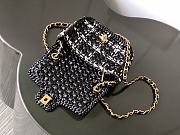 Chanel Mini Flap Bag Raffia Effect Tweed Gold Black 17x13x6cm - 2