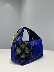 Burberry Check Duffle Top Handle Bag Blue 23x21.5x10.5cm - 2