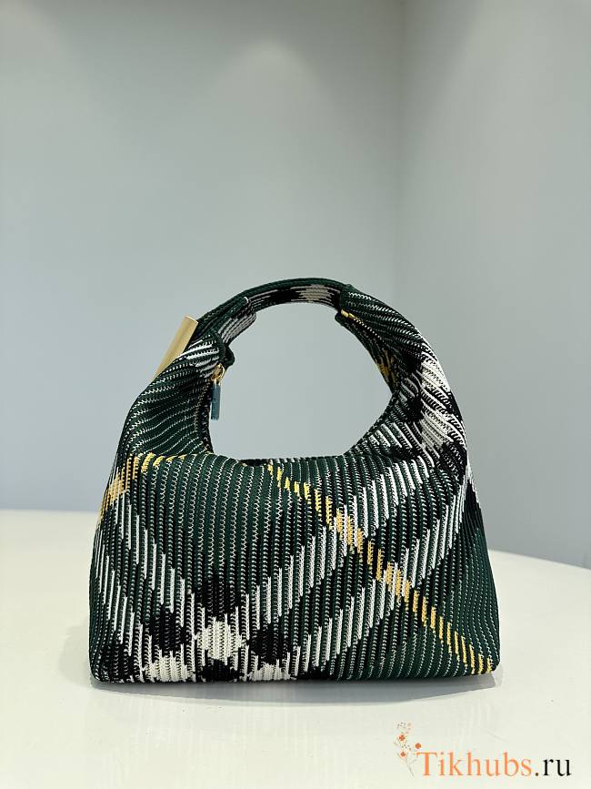 Burberry Check Duffle Top Handle Bag Green 23x21.5x10.5cm - 1