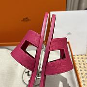 Hermes Oran Dark Pink Slides - 4