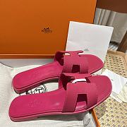 Hermes Oran Dark Pink Slides - 3