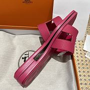 Hermes Oran Dark Pink Slides - 2