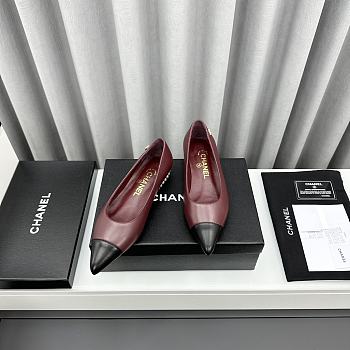 Chanel Ballerina Wine Black Flat