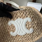 Celine Classic Teen Triomphe Basket Hobo Bag Raffia White 33x16x4cm - 4