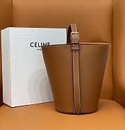 Celine Women Bucket Triomphe Shiny Calfskin Brown 25x22x14cm - 3