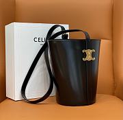 Celine Women Bucket Triomphe Shiny Calfskin Black 25x22x14cm - 4