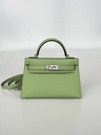 Hermes Mini Kelly Green Epsom Silver 19cm