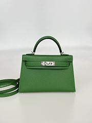 Hermes Mini Kelly Dark Green Epsom Silver 19cm - 1