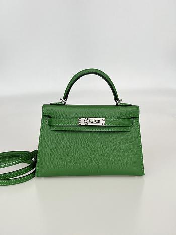 Hermes Mini Kelly Dark Green Epsom Silver 19cm