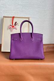  Hermes Original Togo Leather Birkin 30cm Bag In Purple - 4