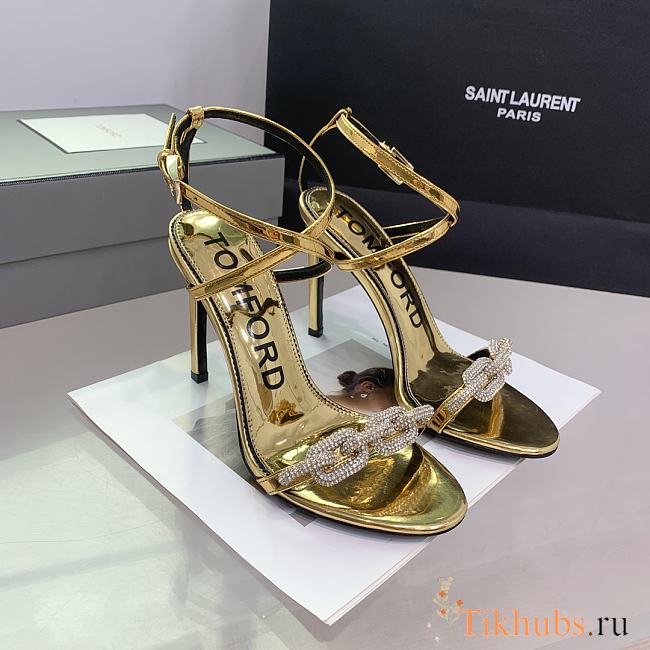 Tom Ford Sandals Gold Heel 10.5cm - 1