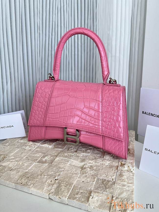 Balenciaga Hourglass Crocodile Dark Pink 23x10x24cm - 1