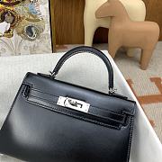 Hermes Kelly 19 Black Box Leather Silver Bag 19cm - 5