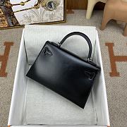 Hermes Kelly 19 Black Box Leather Silver Bag 19cm - 2