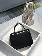 Hermes Kelly 25 Black Box Leather Silver 25cm - 3