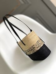 Loewe Black Square Basket Raffia Tote Bag 30x21x11cm - 4