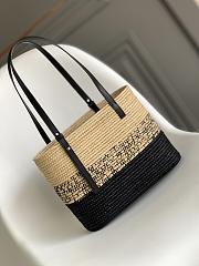 Loewe Black Square Basket Raffia Tote Bag 30x21x11cm - 3