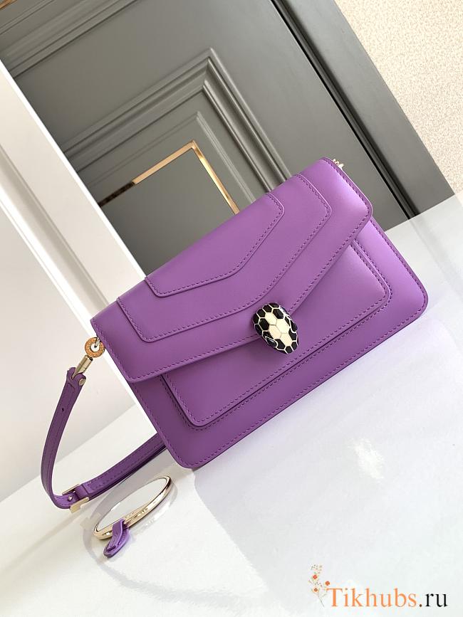 BVLGARI Serpenti Forever Shoulder Bag Purple 22x15x4.5cm - 1