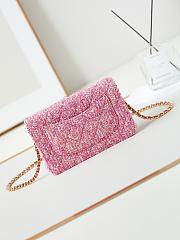 Chanel Wallet On Chain Woc Pink Tweed 19x12x3.5cm - 3