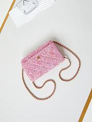 Chanel Wallet On Chain Woc Pink Tweed 19x12x3.5cm - 6