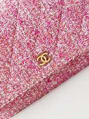 Chanel Wallet On Chain Woc Pink Tweed 19x12x3.5cm - 2