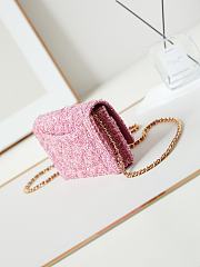 Chanel Wallet On Chain Woc Pink Tweed 19x12x3.5cm - 5