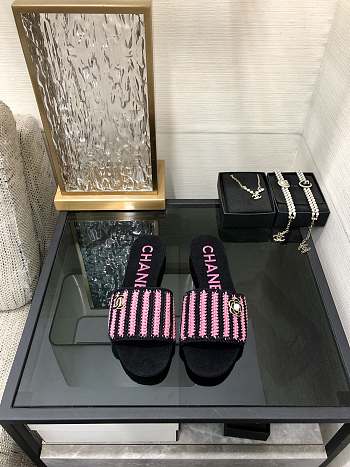 Chanel Black Pink Slides