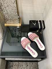 Chanel White Pink Slides - 5