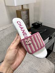 Chanel White Pink Slides - 2