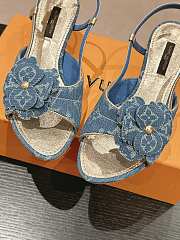 Louis Vuitton LV Blue Monogram Denim Sandals 5.5cm - 5