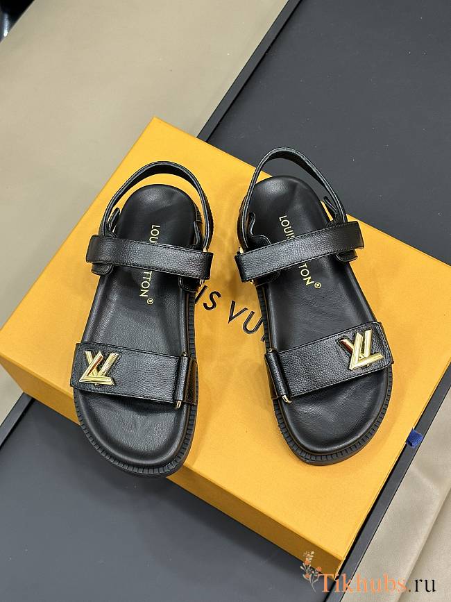 Louis Vuitton LV Sunset Comfort Flat Sandal Lamb Leather Black - 1