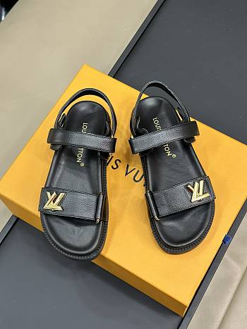 Louis Vuitton LV Sunset Comfort Flat Sandal Lamb Leather Black