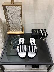 Chanel White Black Slides - 1