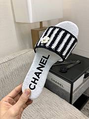 Chanel White Black Slides - 3