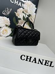 Chanel Top Handle Flap Bag Black Lambskin Black Hardware 20x12x6cm - 3