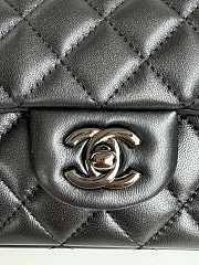 Chanel Top Handle Flap Bag Black Lambskin Black Hardware 20x12x6cm - 4