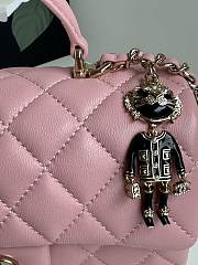 Chanel Top Handle Flap Bag Pink Lambskin Gold 20x12x6cm - 4