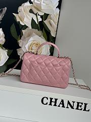 Chanel Top Handle Flap Bag Pink Lambskin Gold 20x12x6cm - 2