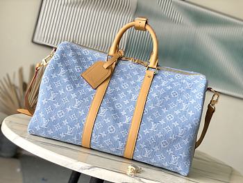 Louis Vuitton LV Keepall Bandoulière 45 Sky Blue Denim 45 x 27 x 20 cm