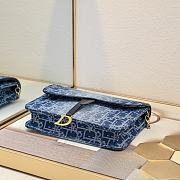 Dior Saddle Pouch With Chain Blue 22x14.5x3.5cm - 2