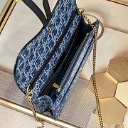 Dior Saddle Pouch With Chain Blue 22x14.5x3.5cm - 5