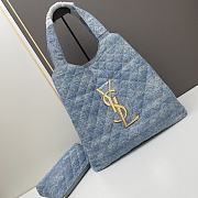 YSL Icare Maxi Shopping Bag Blue Denim 52x32x8cm - 6