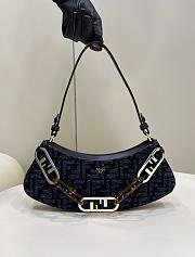 Fendi FF O'Lock Swing Shoulder Bag Blue 32x6x12cm - 1